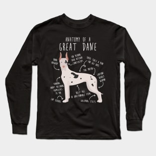 Cropped Harlequin Great Dane Dog Anatomy Long Sleeve T-Shirt